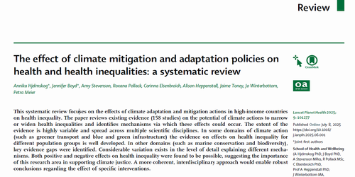 بررسی نظام‌مند اثر سیاست‌های کاهش و سازگاری با تغییرات اقلیمی بر سلامت و نابرابری‌های سلامت